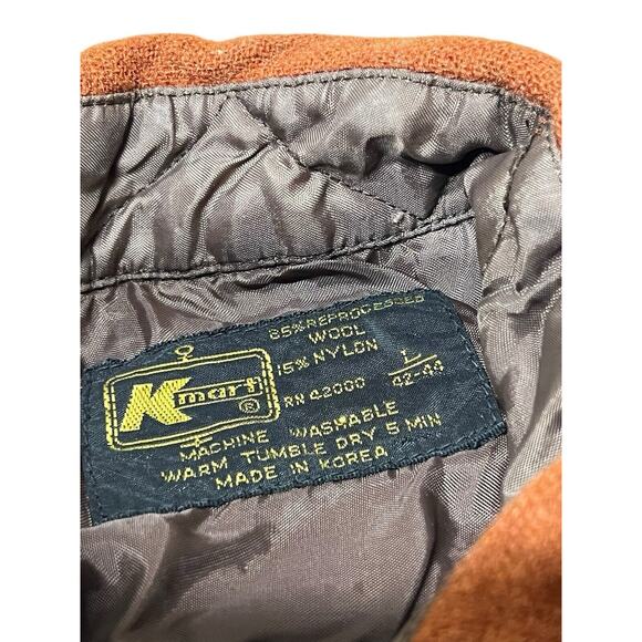 Vtg K-Mart 70s Sport Style Patch Shooting Flannel Shirt L Brown Plaid Wool Holes - Picture 2 of 11